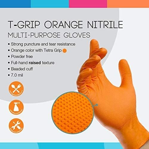 Hot Selling ASAP T-Grip Orange Nitrile Gloves - Powder Free (7 Mil), 100 Cases (Bulk)