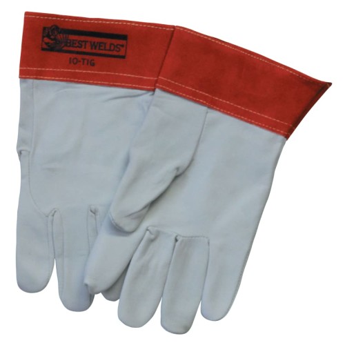 Hot Selling Best Welds 10-TIG Capeskin Welding Gloves, White/Red