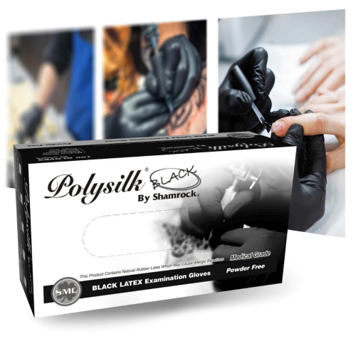 Hot Selling Polysilk by Shamrock Black Latex Gloves - Exam Grade, Powder Free (4 Mil), 1,000 Gloves