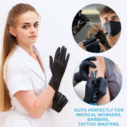 Hot Selling HandCare Black Nitrile Gloves - Exam Grade, Powder Free (4 Mil), 100 Gloves (1 Box)