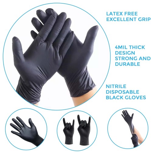 Hot Selling HandCare Black Nitrile Gloves - Exam Grade, Powder Free (4 Mil), 100 Gloves (1 Box)