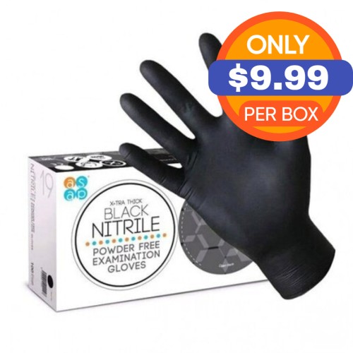 Hot Selling ASAP Black Nitrile Gloves - Exam Grade, Powder Free (5 Mil), 1,000 Gloves