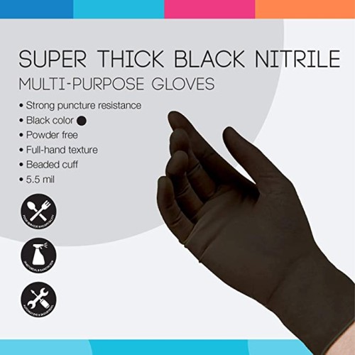 Hot Selling HandCare Black Nitrile Gloves - Exam Grade, Powder Free (6 Mil), 100 Gloves (1 Box)