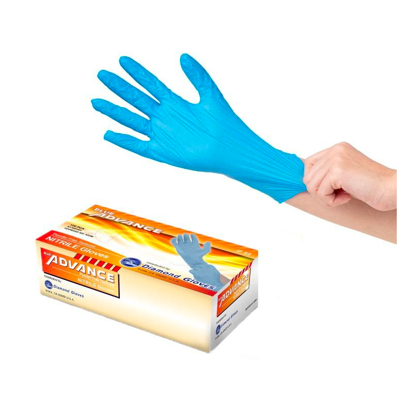 Hot Selling ADVANCE Blue Nitrile Gloves - Exam Grade, Powder Free (5 Mil), 1,000 Gloves