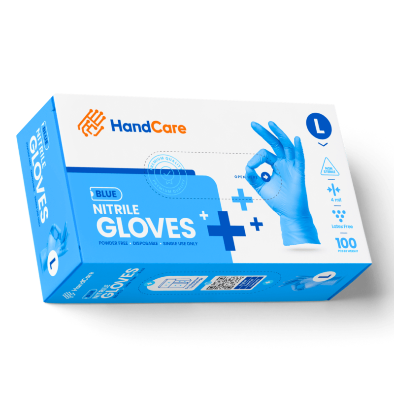 Hot Selling HandCare Blue Nitrile Gloves - Exam Grade, Powder Free (4 Mil), 1,000 Gloves