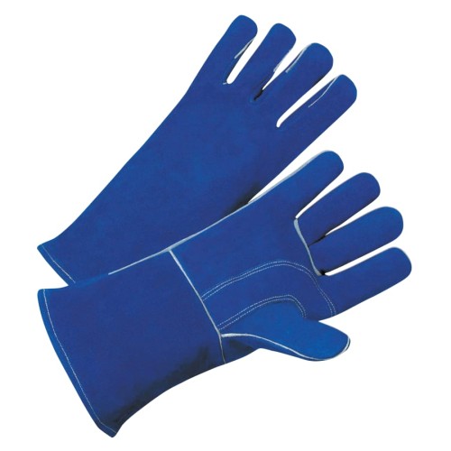 Hot Selling 7344 Leather Welding Gloves, Leather, Large, Blue, 4 in cuff, Cotton Lining, 1 Dozen