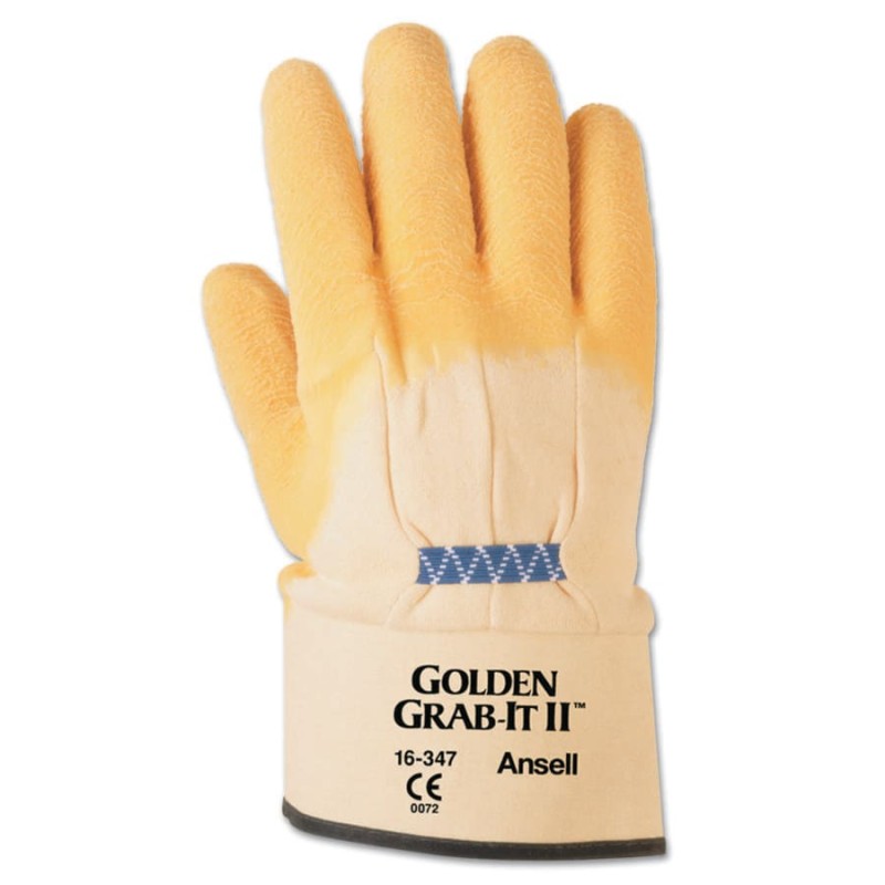 Hot Selling GRAB-IT 16347 GOLDN GRBIT II 12" W/SFTY CF 10 -  Golden Grab-It Gloves, Size 10, Gray/Yellow, Palm Coated, 1 Dozen