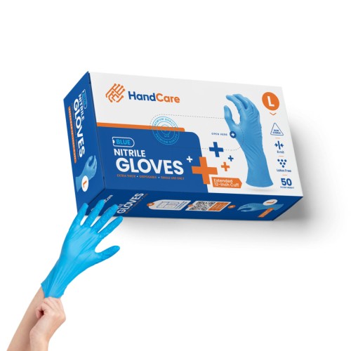 Hot Selling HandCare Blue Nitrile Gloves - Exam Grade, Powder Free (8 Mil), 500 Gloves