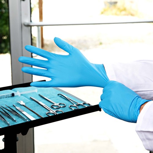 Hot Selling HandCare Blue Nitrile Gloves - Exam Grade, Powder Free (8 Mil), 500 Gloves