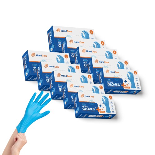 Hot Selling HandCare Blue Nitrile Gloves - Exam Grade, Powder Free (8 Mil), 500 Gloves