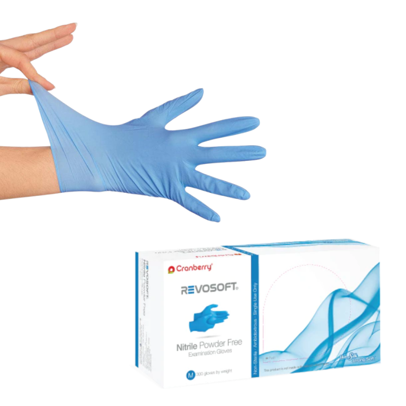 Hot Selling Cranberry REVOSOFT Blue Nitrile Gloves - Exam Grade Powder Free (2.8 Mil), 3000 Gloves