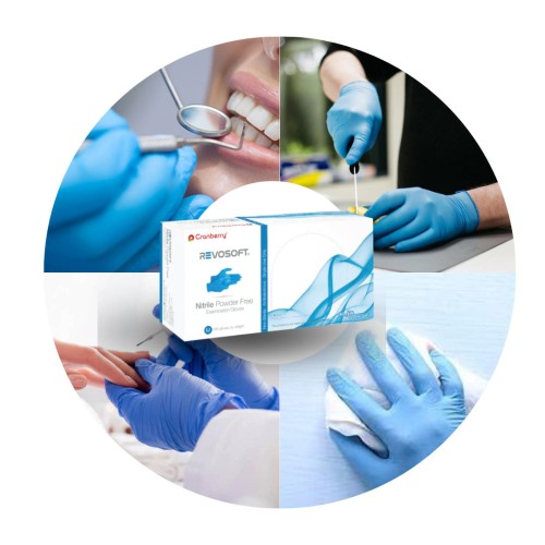 Hot Selling Cranberry REVOSOFT Blue Nitrile Gloves - Exam Grade Powder Free (2.8 Mil), 3000 Gloves