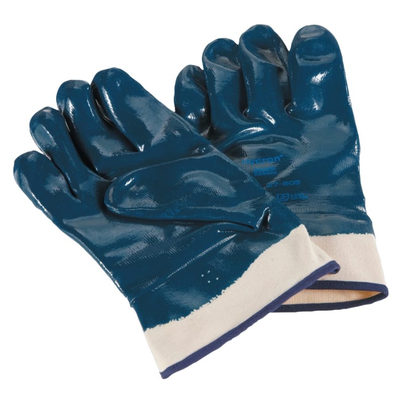 Hot Selling HYCRON 27-805 HEAVY DUTY NITRILE COATED - Nitrile-Coated Gloves, Extra Rough Finish, Size 10, Blue, 1 Dozen