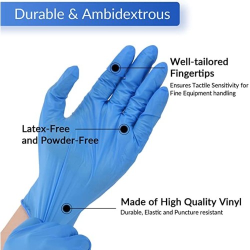 Hot Selling ADVANCE Blue Vinyl Gloves - Powder Free (4 Mil), 1,000 Gloves