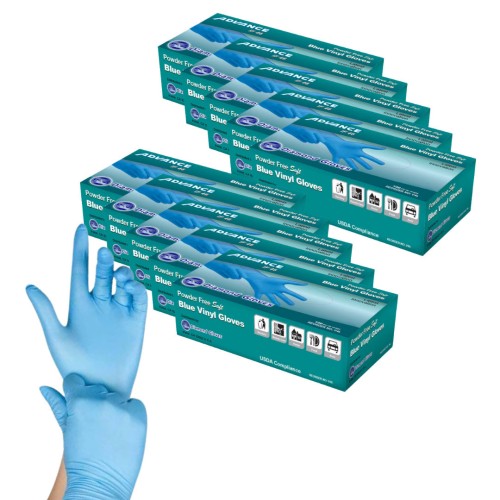 Hot Selling ADVANCE Blue Vinyl Gloves - Powder Free (4 Mil), 1,000 Gloves