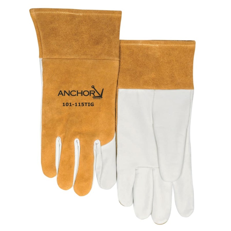 Hot Selling BW GRAIN GOATSKIN PALM-SPL - 115-TIG Split Cowhide/Goatskin Palm Welding Gloves, Buck Tan/White