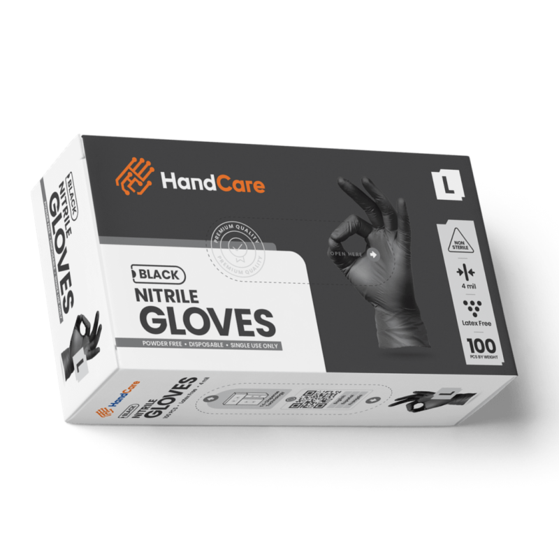 Hot Selling HandCare Black Nitrile Gloves - Exam Grade, Powder Free (4 Mil) 100 Cases (Bulk)