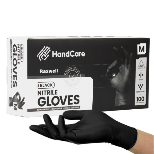 Hot Selling HandCare Black Nitrile Gloves - Exam Grade, Powder Free (4 Mil) 100 Cases (Bulk)