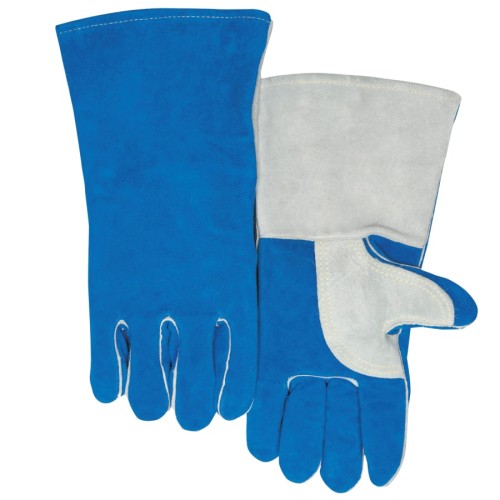 Hot Selling Quality Welding Gloves, Split Cowhide, Large, Blue, 1 Pair