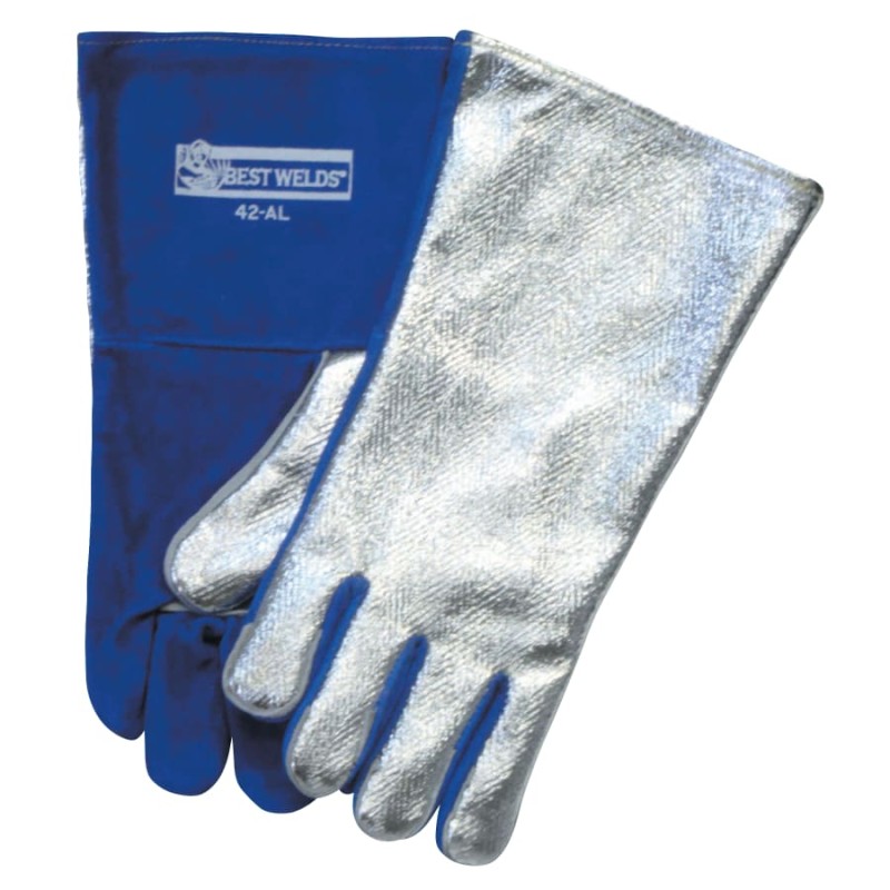 Hot Selling Split Cowhide Front Welding Gloves, Aluminized Back, Large, Blue Front, 1 Pair