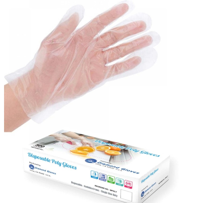 Hot Selling Disposable Poly Gloves Powder Free Multi-Purpose Polyethylene Gloves, 100 Cases (Bulk)