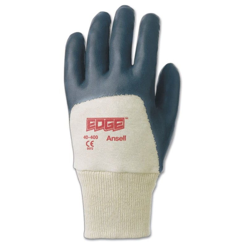 Hot Selling EDGE 40-400 ORIG NITRILEFOAM KNIT LINED-40-400 Foam Nitrile Coated Gloves, Knit-Wrist Cuff, Size 9, Gray/Off White