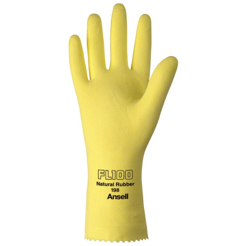 Hot Selling Unsupported Latex Gloves, Natural Latex, Flock Lined, Yellow