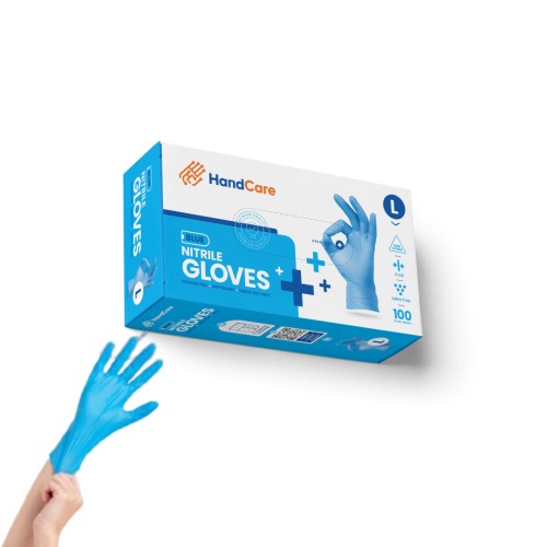 Hot Selling HandCare Blue Nitrile Gloves - Exam Grade, Powder Free (4 Mil) 100 Gloves (1 Box)