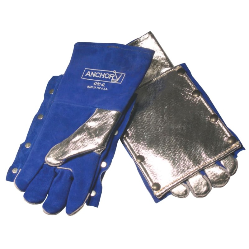 Hot Selling Welding Gloves, Split Cowhide, Full Sock Lining, Large, Blue, Glove w/ Back Pad, 1 Pair