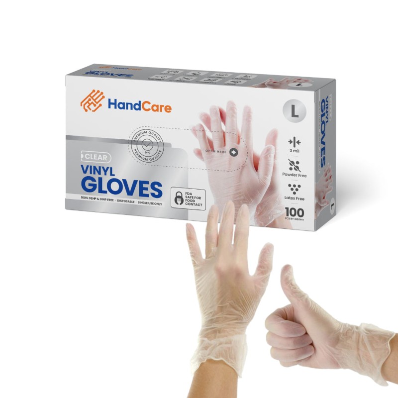 Hot Selling HandCare Vinyl Gloves - Exam Grade, Powder Free (Clear), 100 Cases (Bulk)