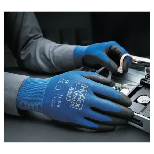 Hot Selling Hyflex® 11-618 Polyurethane Palm Coated Gloves - HYFLEX 11618 GNL PUR W/18 GA NYLN LNR