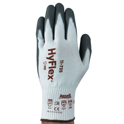 Hot Selling HyFlex® 11-735 Polyurethane Palm Coated Gloves White/Gray