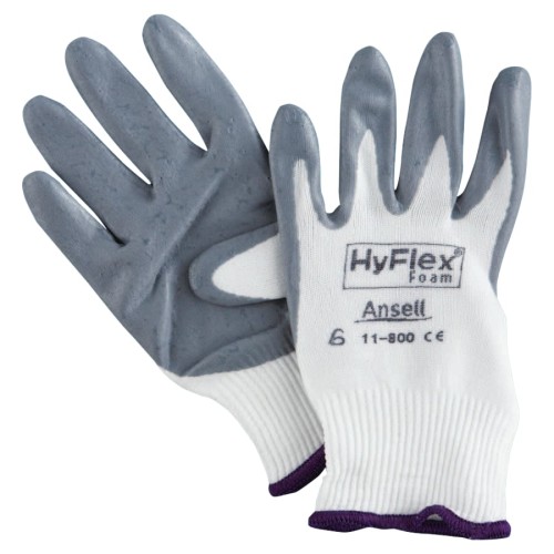 Hot Selling HyFlex® 11-800 Nitrile Foam Palm Coated Gloves Gray/White