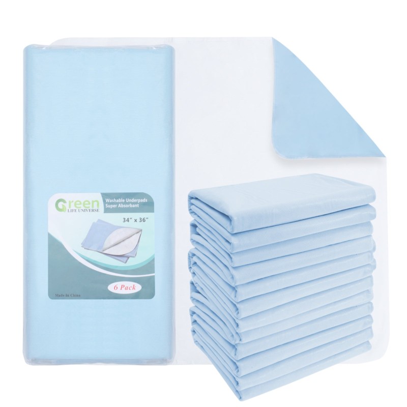 Hot Selling BLUE WASHABLE UNDERPADS 34”x36“ - Incontinence Bed Pads Large Washable Underpads Reusable Waterproof Pee Pad Puppy f