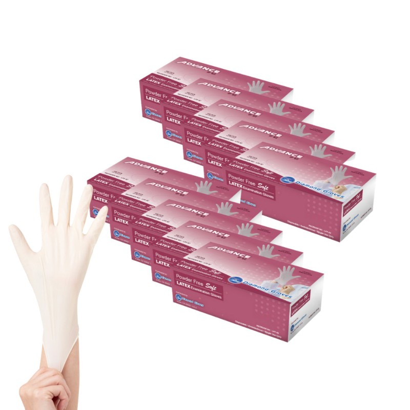 Hot Selling ADVANCE Latex Gloves - Exam Grade, Powder Free, 1,000 Gloves