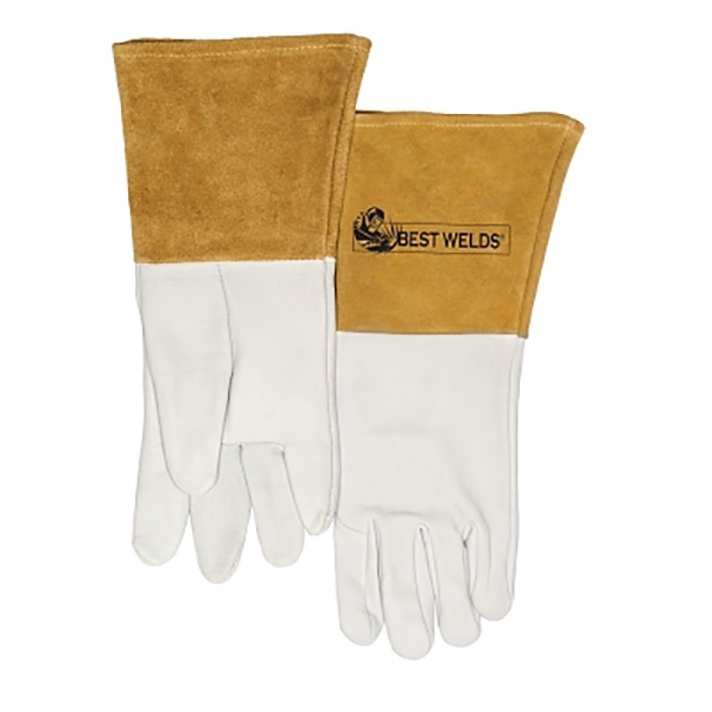 Hot Selling 120-TIG Capeskin Welding Gloves, White/Tan, 4 in Gauntlet, Unlined