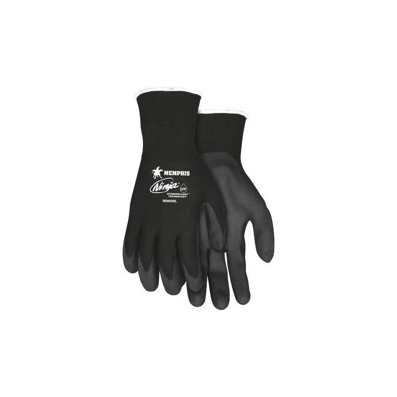 Hot Selling MCR Safety Ninja HPT Nylon Safety Gloves - Large Size - Black - Anti-bacterial - For Landscape, Material Handling - 