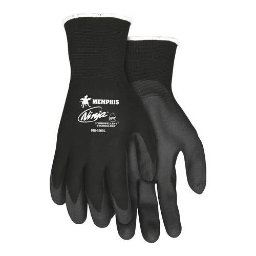 Hot Selling MCR Safety Ninja HPT Nylon Safety Gloves - Large Size - Black - Anti-bacterial - For Landscape, Material Handling - 