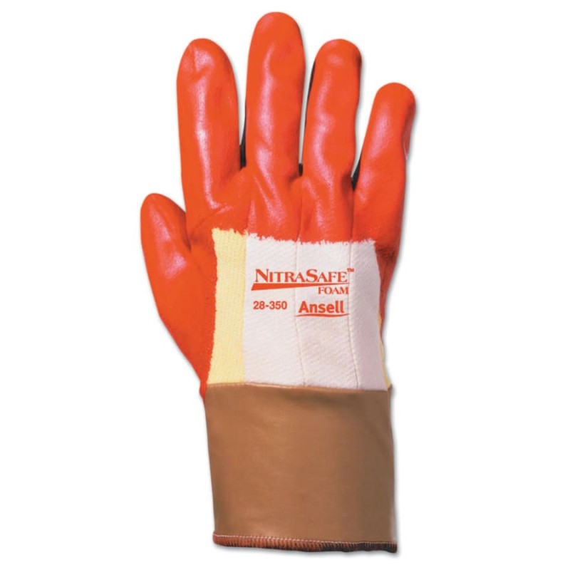 Hot Selling NITRASAFE 28-350 ORG KEVLAR/COTN W/NITR FM - Heavy Duty Coated Gloves, Orange