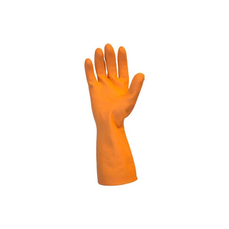 Hot Selling Safety Zone Orange Neoprene Latex Blend Flock Lined Latex Gloves - Chemical Protection - Medium Size - Orange - Fish