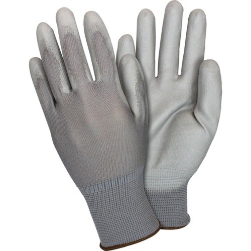 Hot Selling Safety Zone Poly Coated Knit Gloves - Polyurethane Coating - Medium Size - Gray - Knitted, Flexible, Comfortable, Br