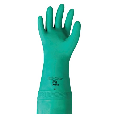 Hot Selling SOLVEX 37-165 GREEN 22 MIL NITR 14.75"- Nitrile Gloves, Gauntlet Cuff, Unlined, Green, 22 mil