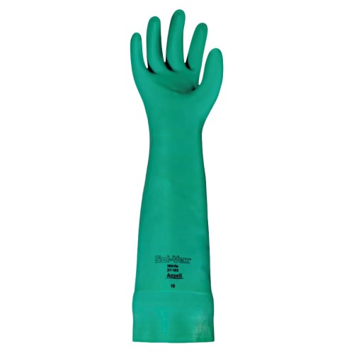 Hot Selling SOLVEX 37-185 GRN 22 MILUNL 17.75" NIT - 37-185 Nitrile Gloves, Gauntlet Cuff, Unlined, Green, 22 mil