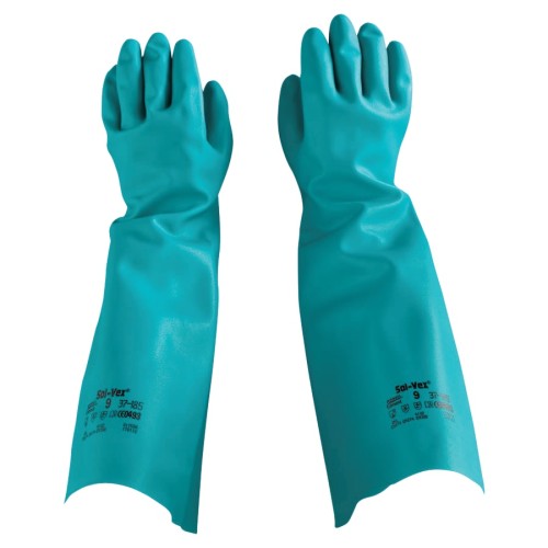 Hot Selling SOLVEX 37-185 GRN 22 MILUNL 17.75" NIT - 37-185 Nitrile Gloves, Gauntlet Cuff, Unlined, Green, 22 mil