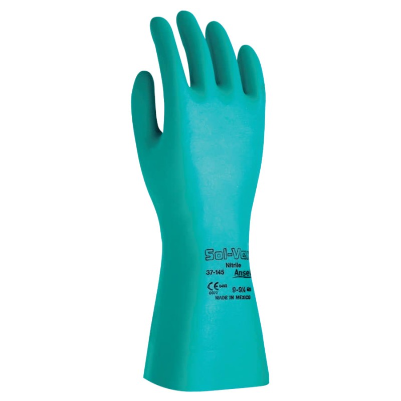 Hot Selling SOLVEX 37145 GRN 11 ML NIT 13" EMBOSS - 37-145 Nitrile Gloves, Gauntlet Cuff, Unlined, Green, 11 mil