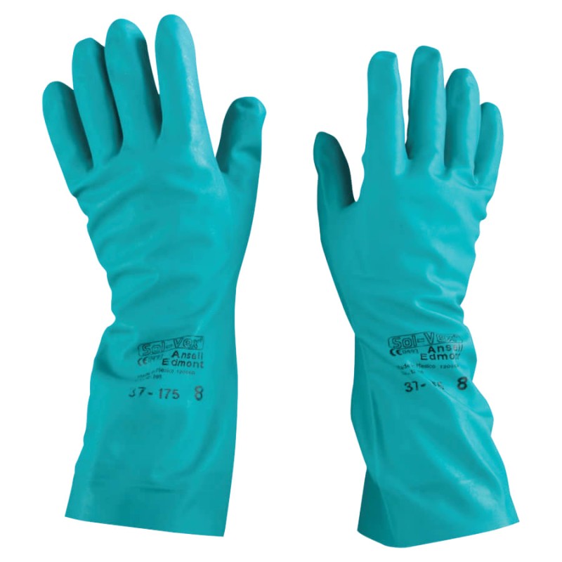 Hot Selling SOLVEX 37175 GRN 15ML CTFLK UNSUP13" NIT 7 - 37-175 Nitrile Gloves, Gauntlet Cuff, Cotton Flock Lined, Green, 17 mil