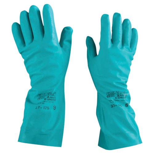 Hot Selling SOLVEX 37175 GRN 15ML CTFLK UNSUP13" NIT 7 - 37-175 Nitrile Gloves, Gauntlet Cuff, Cotton Flock Lined, Green, 17 mil