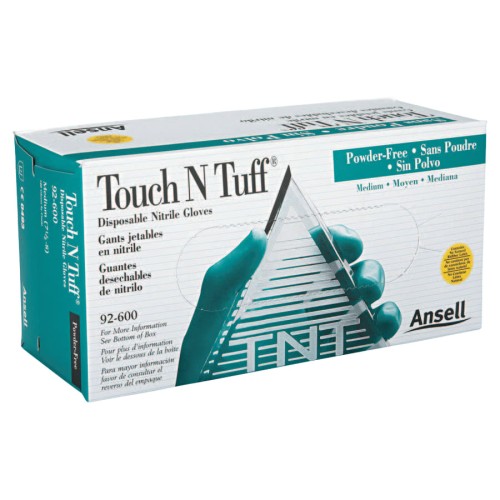 Hot Selling TOUCHNTUFF 92-600 PF 9"EXAM GRN NIT-Nitrile Powder-Free Disposable Gloves, Smooth, 4.9 mil Palm/5.5 mil Fingers, Gre