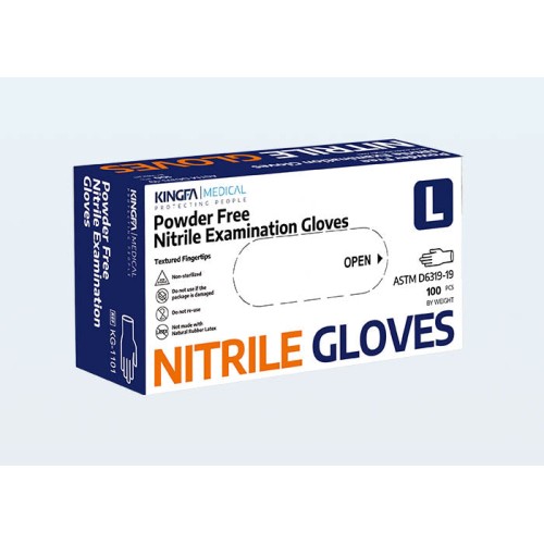 Hot Selling Kingfa Blue Nitrile Gloves - Exam Grade, Powder Free (4 Mil) - BOX