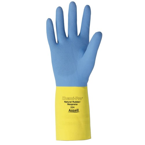 Hot Selling ALPHATEC 87-224 HVY DTYNEOP/NAT LTX-AlphaTec® 87-224 Neoprene Gloves, Cotton Flock Lined, Yellow/Blue